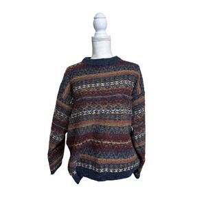 Etchings Vintage Women's Multicolored Patterned Crewneck Sweater Size Medium